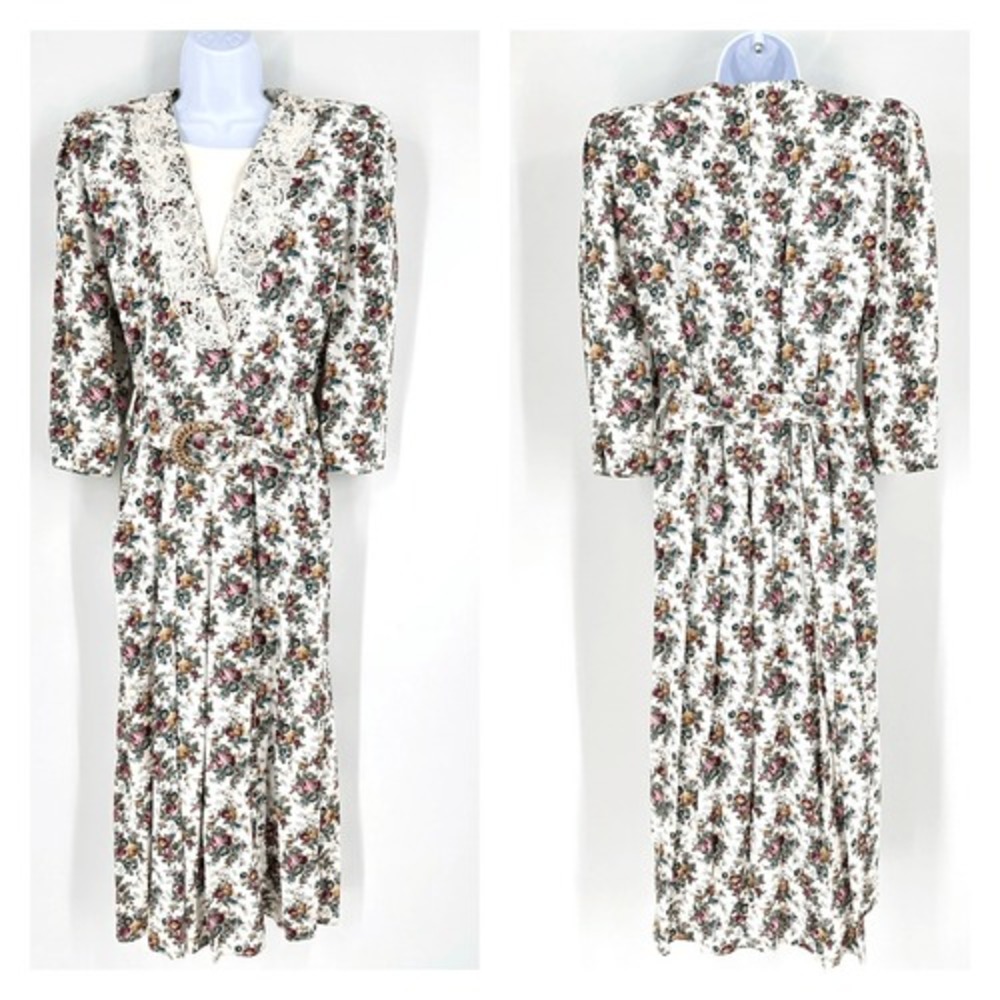 Vintage SL‎ Fashions 80s Cottagecore Floral dress size 10 secretary Granny